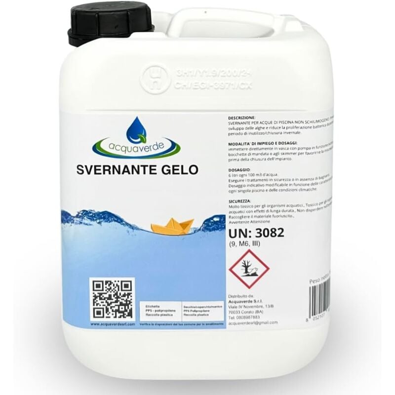 foto del prodotto svernante gelo piscina 5 lt, prodotto liquido per trattamento e mantenimento invernale acqua di piscina con speciale funzione antigelo