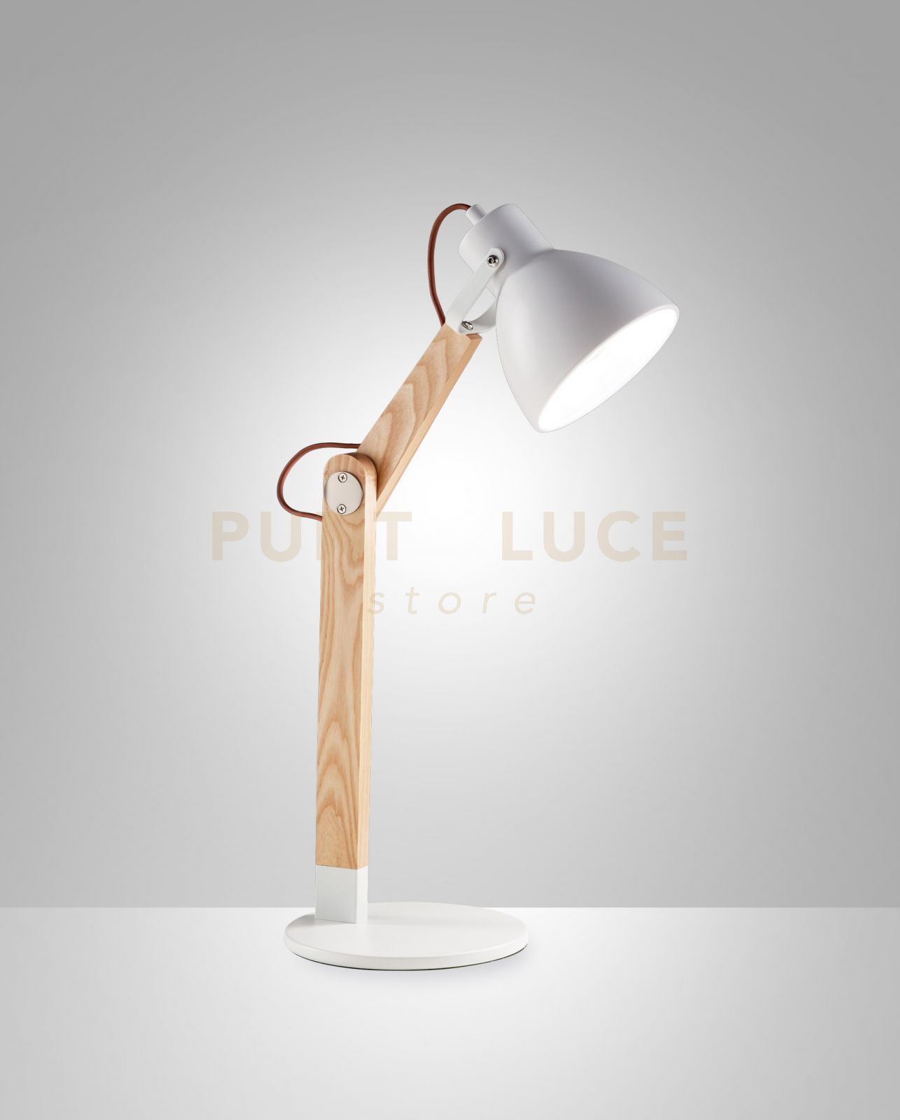 foto del prodotto sveva lampada da lettura da tavolo bianco frassino in metallo e legno 1 luce attacco e27 orientabile