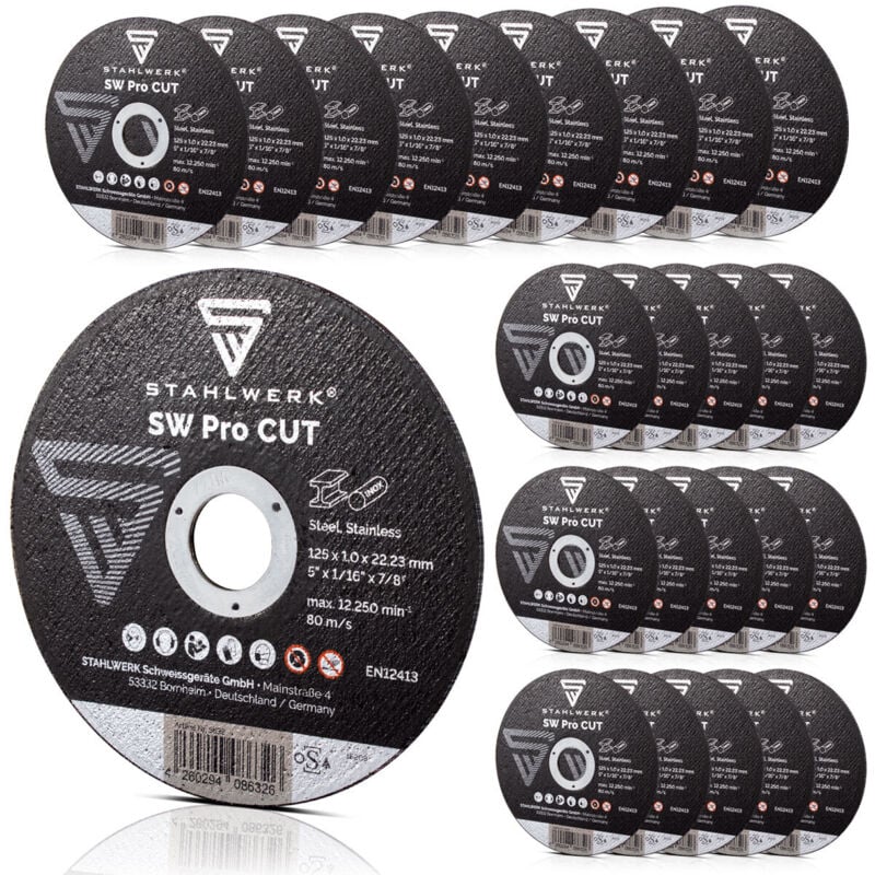 foto del prodotto sw pro cut set di 25 dischi da taglio 125 x 1,0 x 22,23 mm - stahlwerk