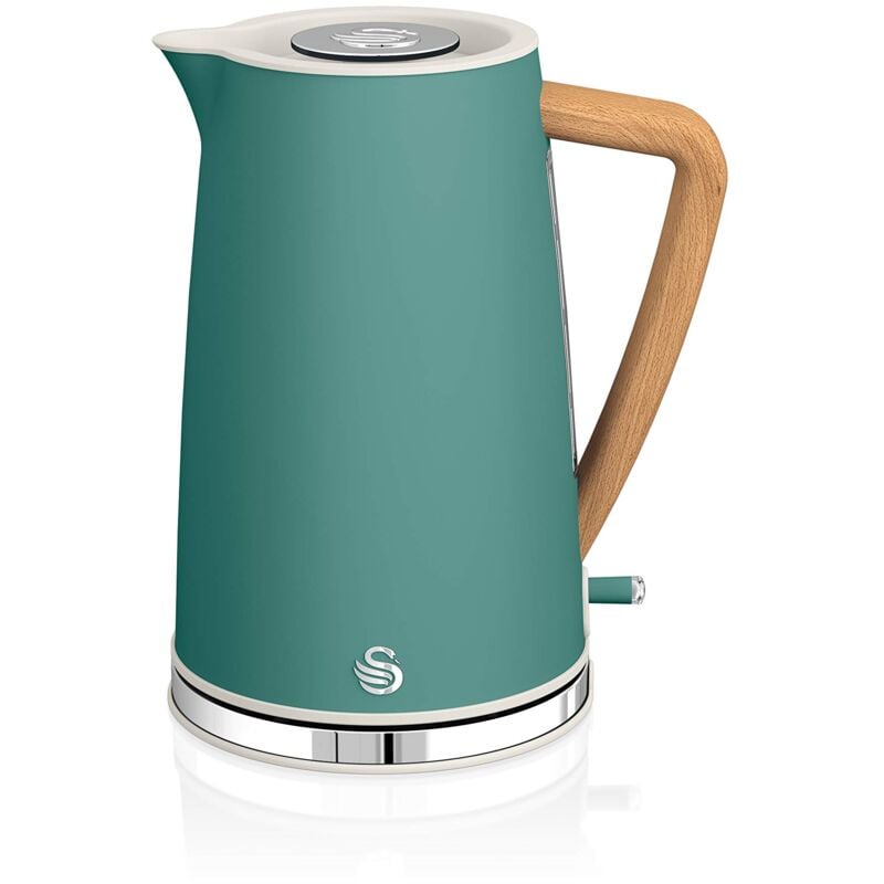 foto del prodotto swan nordic bollitore elettrico ultra veloce, senza fili, design moderno, 1,7 l, 2200 w, manico effetto legno, spegnimento automatico, verde