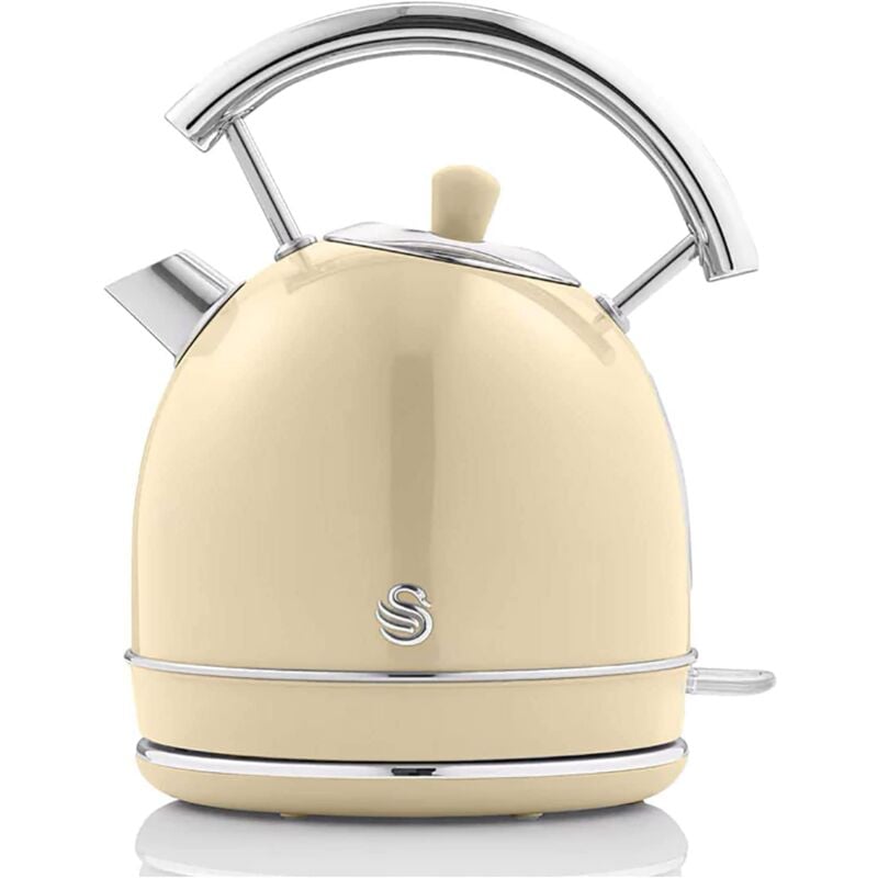 foto del prodotto swan retro bollitore elettrico 1,8 litri, design vintage, spegnimento automatico controllore strix, senza fili, acciaio inossidabile, senza bpa,