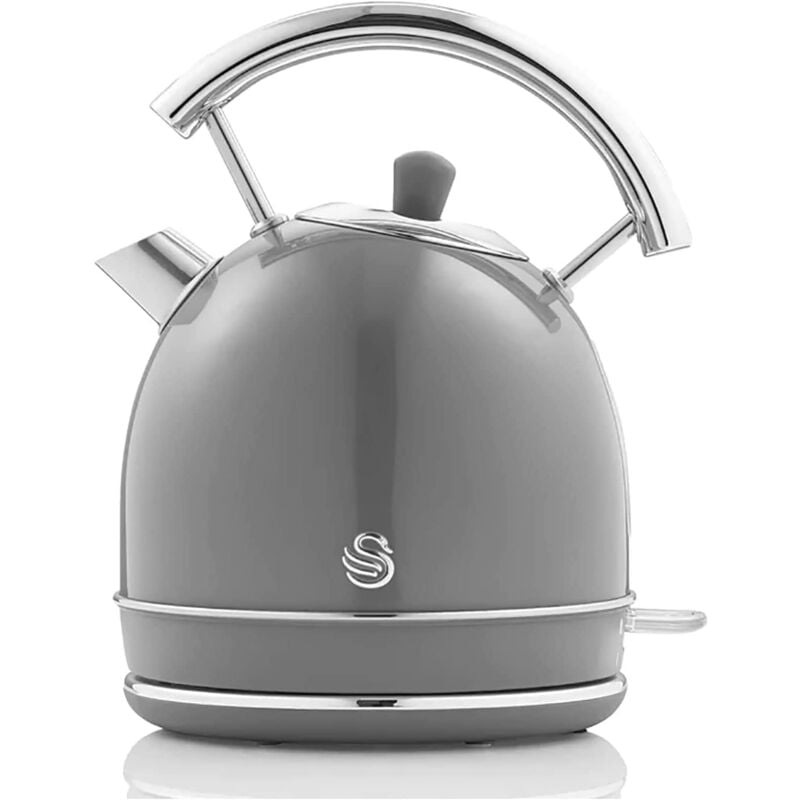 foto del prodotto swan retro bollitore elettrico 1,8 litri, design vintage, spegnimento automatico controllore strix, senza fili, acciaio inossidabile, senza bpa,