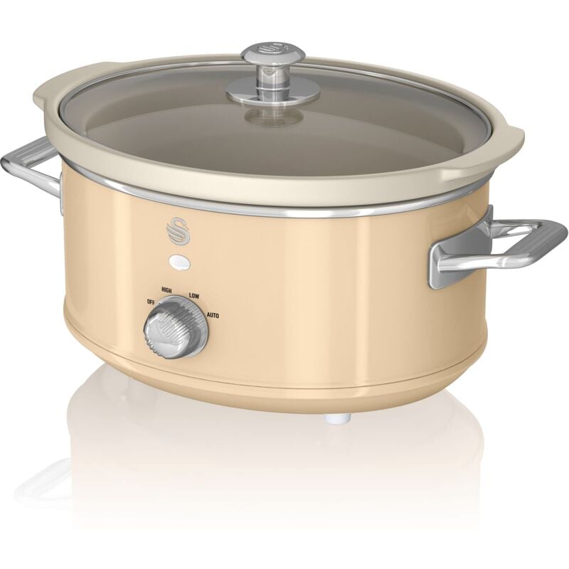 foto del prodotto swan retro sf17021cneu slow cooker 3,5l contenitore di cottura rimovibile, ceramic non stick pfoa ptfe free, 3 livelli di temperatura, coperchio