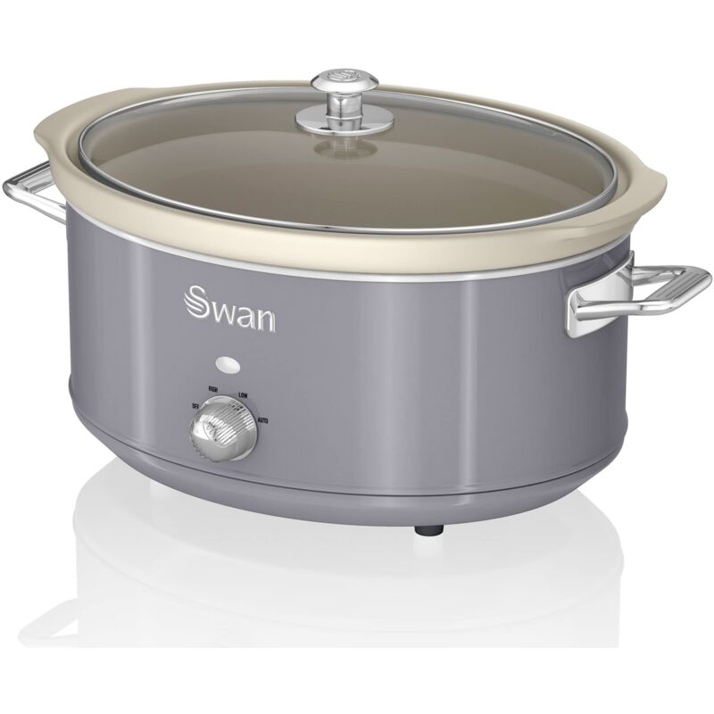 foto del prodotto swan retro sf17031grneu pentola cottura lenta 6,5l contenitore estraibile, antiaderente ceramica libera pfoa e ptfe, 3 livelli temperatura,