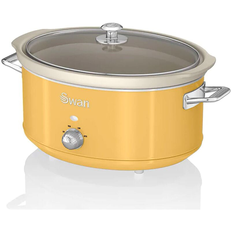 foto del prodotto swan retro sf17031yelneu pentola cottura lenta 6,5l contenitore estraibile, antiaderente ceramica libera pfoa e ptfe, 3 livelli temperatura,