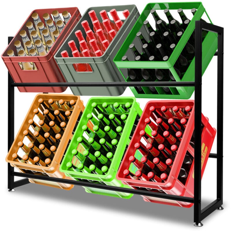 foto del prodotto swanew 1 pezzo scaffale per casse di bevande 6 casse scaffale su piedi per casse di bevande supporto per bottiglie 105x32x85cm
