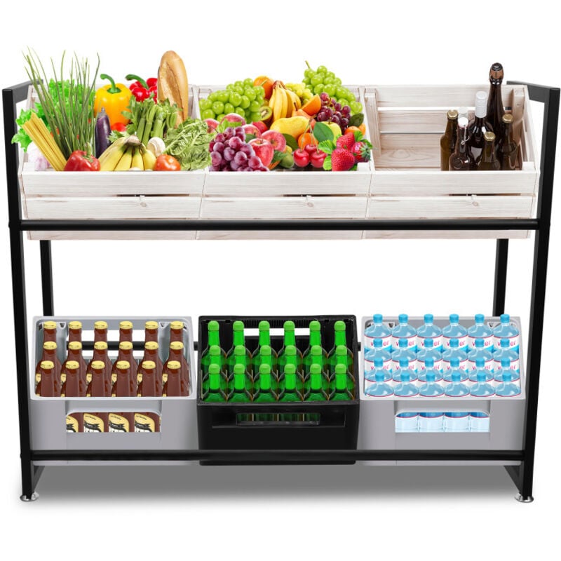 foto del prodotto swanew 1 pezzo scaffale per casse di bevande 6 casse scaffale su piedi per casse di bevande supporto per bottiglie 105x32x85cm