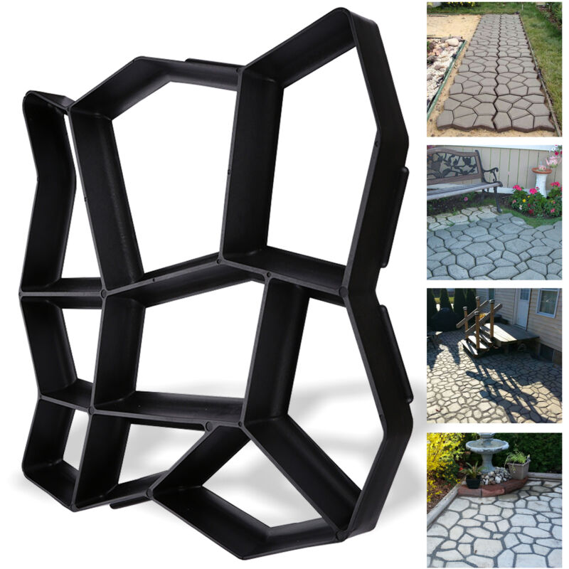 foto del prodotto swanew 1 pezzo stampo di pavimentazione fai da te stampo in calcestruzzo nero 43x43x4cm stampo cassaforma plastica irregolare pavimentazione in