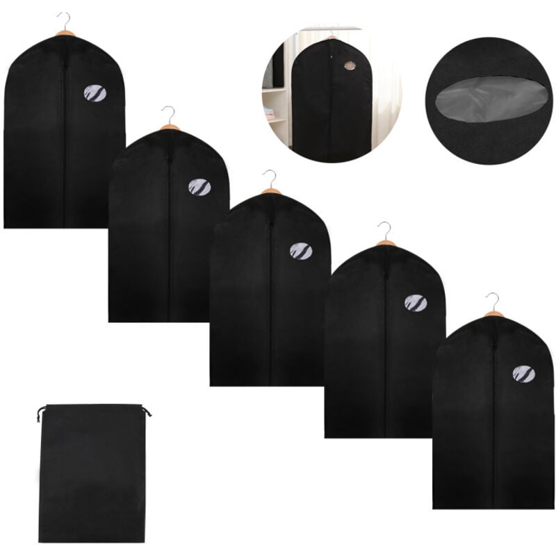 foto del prodotto swanew 10 buste porta abiti 100 x 60 cm copertura protettiva nera con sacca per scarpe