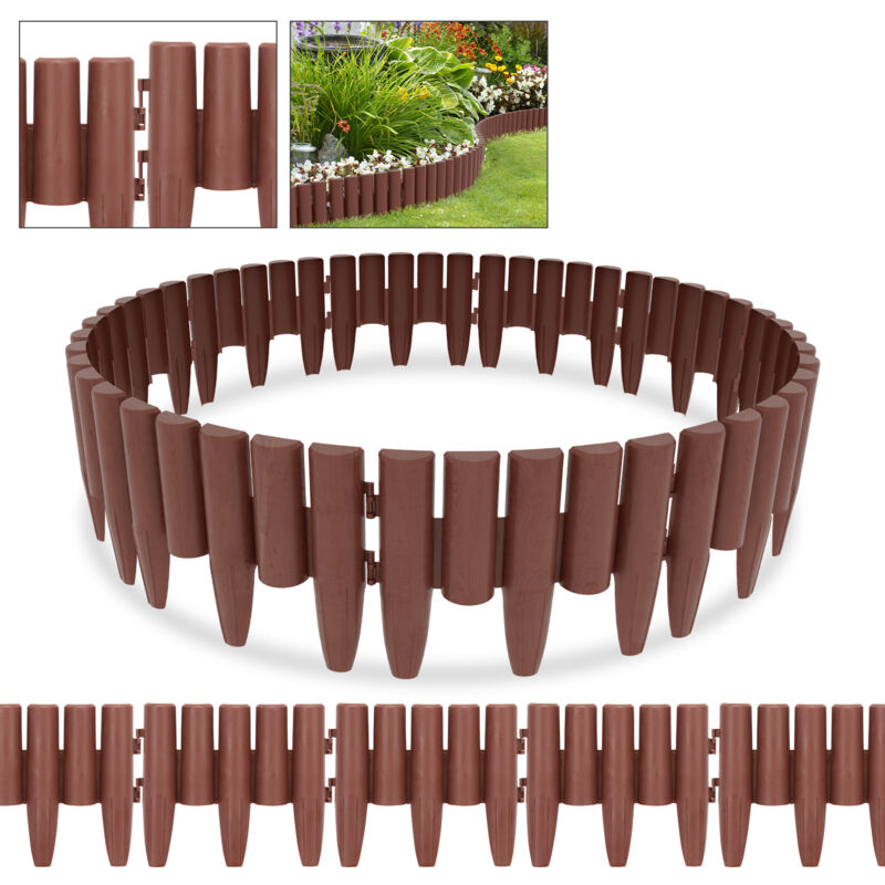 foto del prodotto swanew 10 pezzi bordi per prato in legno bordi per prati bordi per letti in plastica per giardino, prato 2.8 m marrone