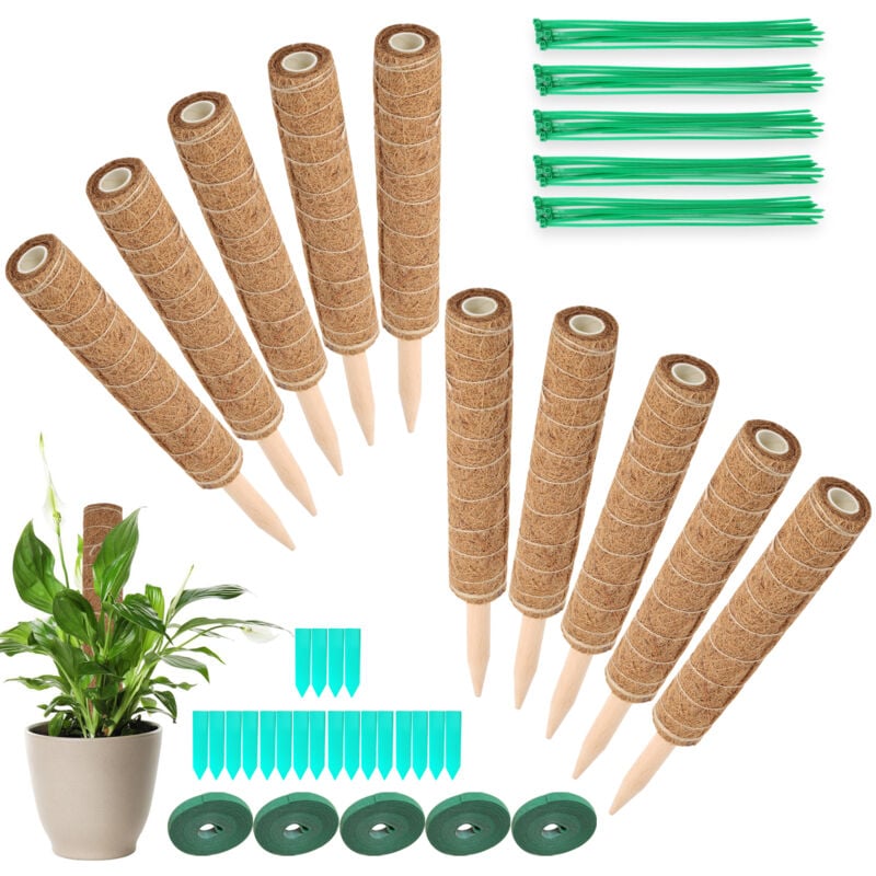 foto del prodotto swanew 10 pezzi paletto per piante paletto per piante coco 40cm paletto per piante coco palo totem in fibra di coco per piante rampicanti e piante da
