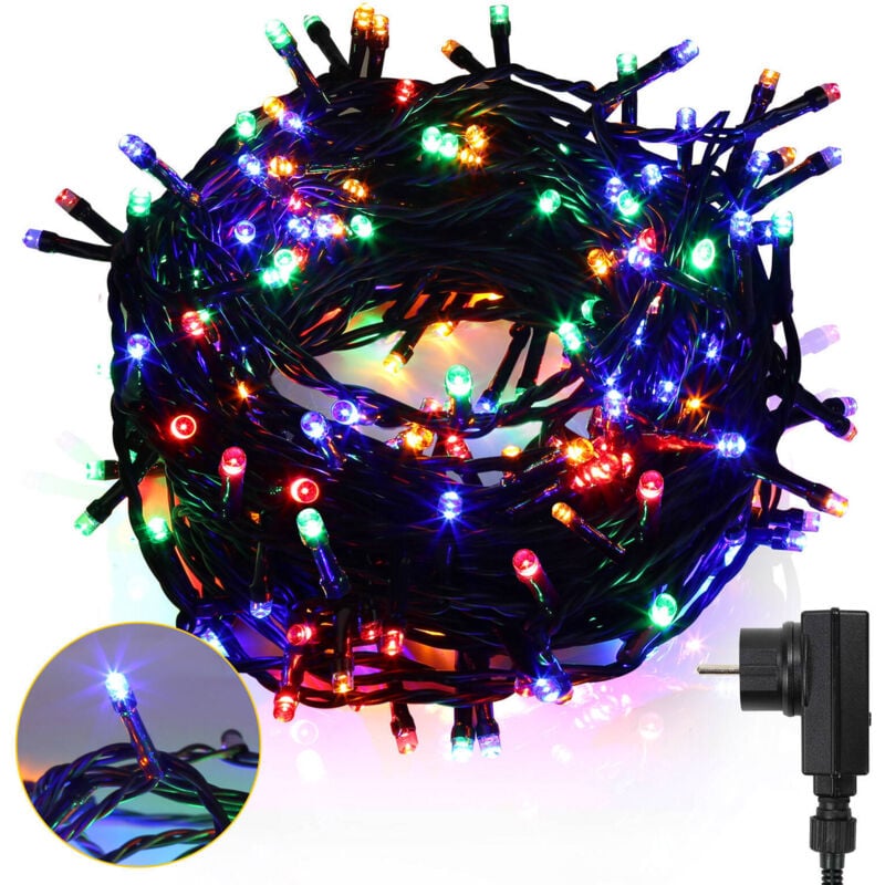 foto del prodotto swanew 10m 100led 8 mode ip44 festone luce di natale all aperto decorazione giardino interno per natale compleanno matrimonio soggiorno bianco freddo
