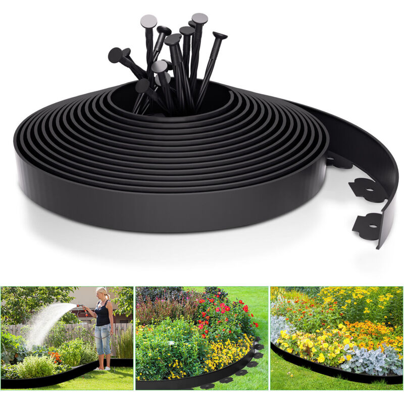 foto del prodotto swanew 10m bordi in plastica per prato, bordi flessibili per giardino bordi decorativi per prato con 30 picchetti di ancoraggio