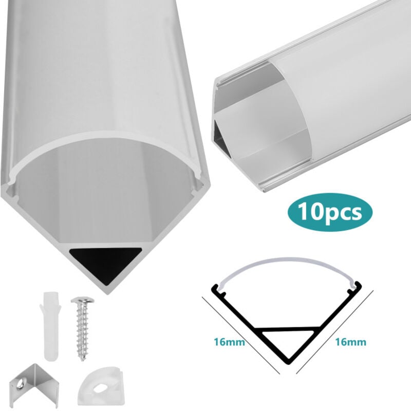 foto del prodotto swanew 10x 1m led profilo in alluminio striscia angolare strisce bianche guida in alluminio.forme-v
