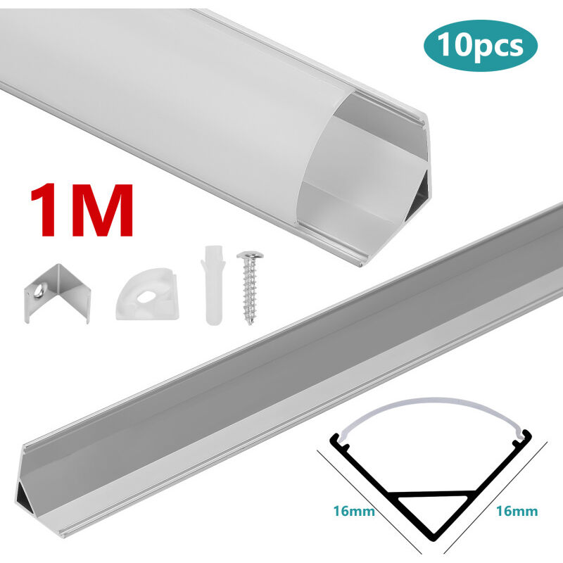 foto del prodotto swanew 10x 1m led profilo in alluminio striscia angolare strisce bianche guida in alluminio.forme v