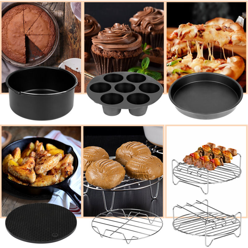 foto del prodotto swanew 12 pezzi accessori friggitrice ad aria 7 zoll accessori per friggitrice ad aria compatibile per forno, microonde accessori in silicone