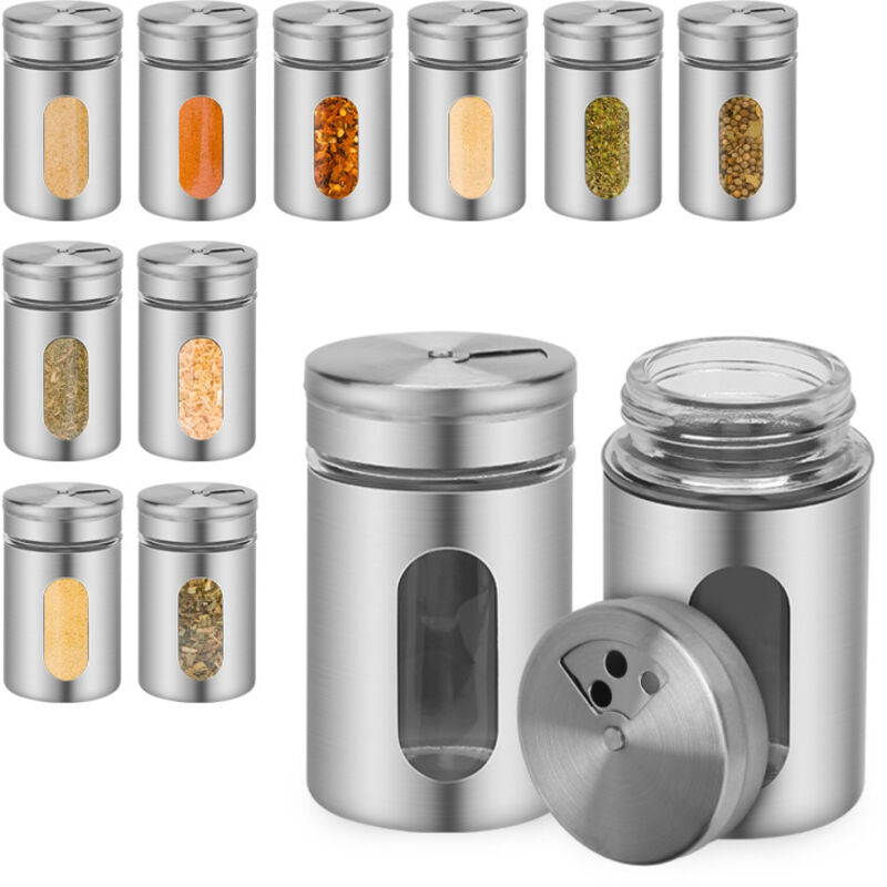 foto del prodotto swanew 12 pezzi di bottiglia di spezie in acciaio inox bottiglia di spezie shaker con coperchio girevole