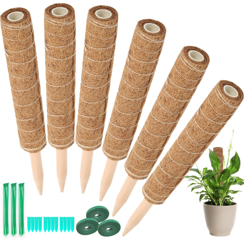 foto del prodotto swanew 12 pezzi paletto per piante paletto per piante coco 40cm paletto per piante coco palo totem in fibra di coco per piante rampicanti e piante da