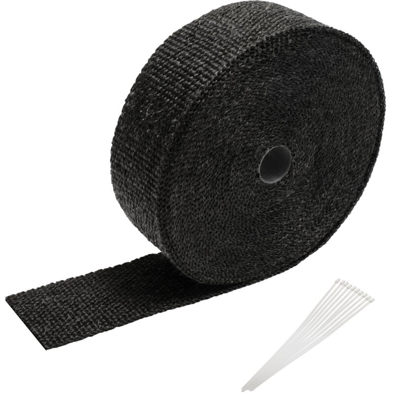 foto del prodotto swanew 15m titanio aislamiento t rmico cinta tubo de escape negro con 12 bridas met licas