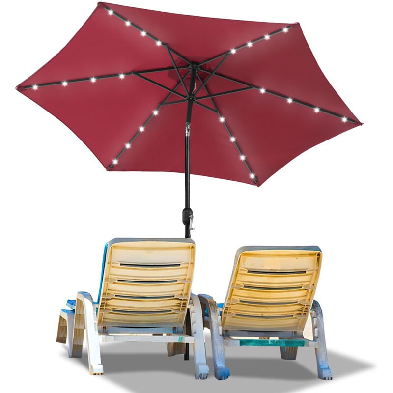 foto del prodotto swanew 2.7m ombrellone parasole uv40 giardino ombrellone solare con manovella e led rotondo,rosso