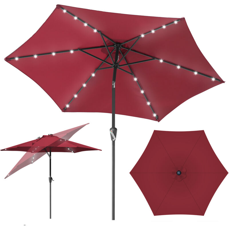 foto del prodotto swanew 2.7m ombrellone parasole uv40 giardino ombrellone solare con manovella e led rotondo,rosso