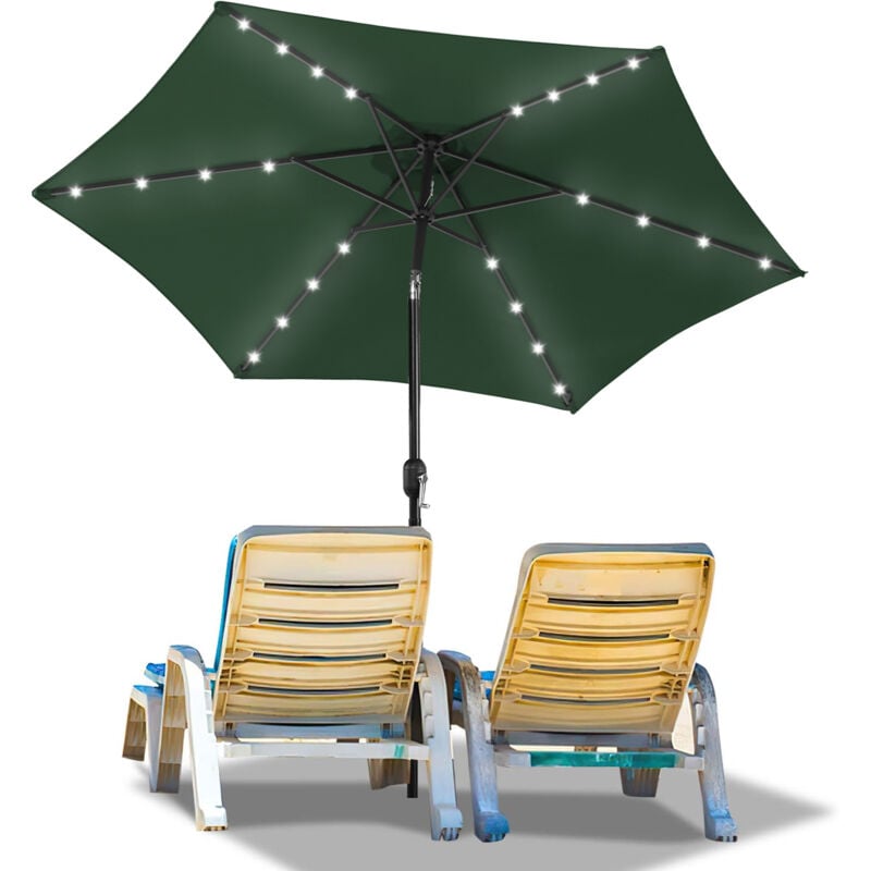 foto del prodotto swanew 2.7m ombrellone parasole uv40 giardino ombrellone solare con manovella e led rotondo,verde