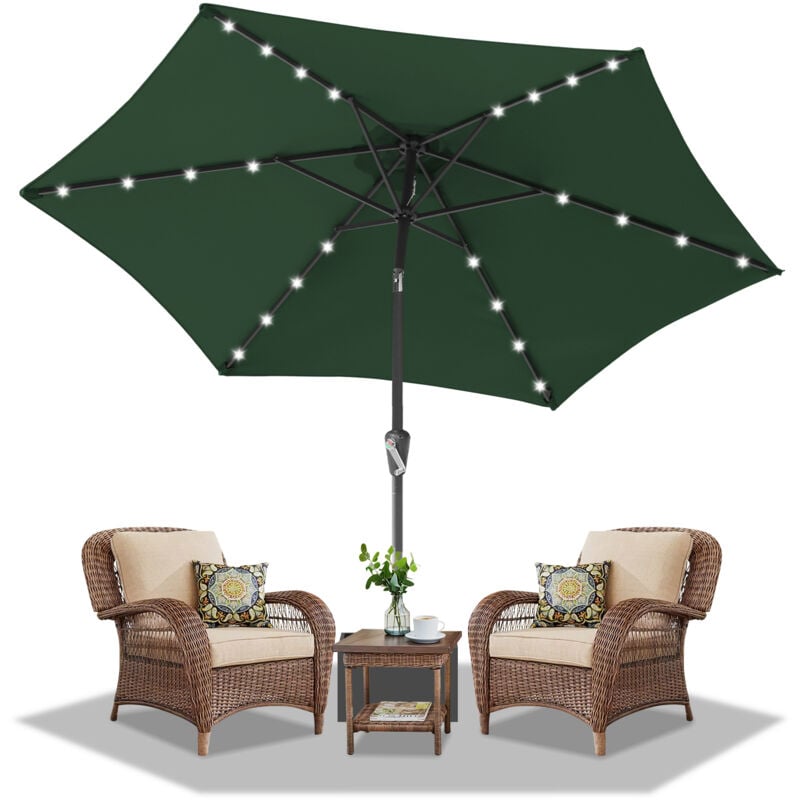 foto del prodotto swanew 2.7m ombrellone parasole uv40 giardino ombrellone solare con manovella e led rotondo,verde