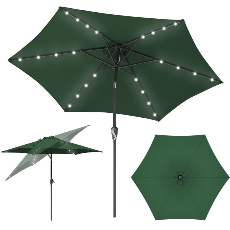 foto del prodotto swanew 2.7m ombrellone parasole uv40 giardino ombrellone solare con manovella e led rotondo,verde