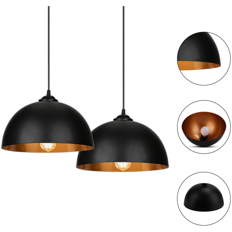 foto del prodotto swanew 2 lampade a sospensione industriali vintage lampadario a led e27 lampada a sospensione nera e oro