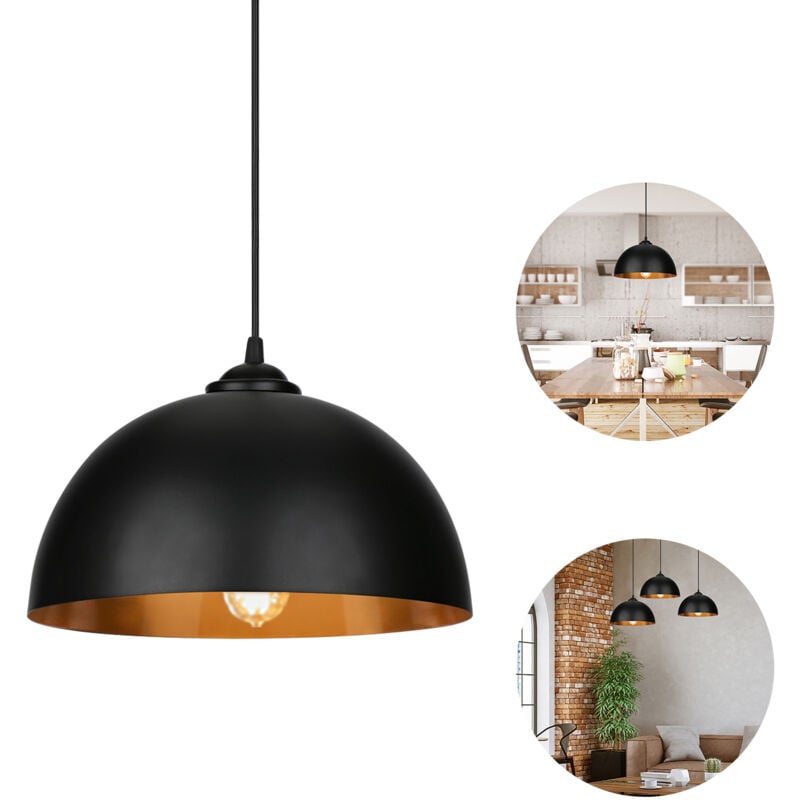 foto del prodotto swanew 2 lampade a sospensione industriali vintage lampadario a led e27 lampada a sospensione nera e oro