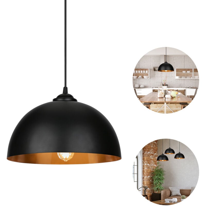 foto del prodotto swanew 2 lampade a sospensione industriali vintage lampadario a led e27 lampada a sospensione nera e oro