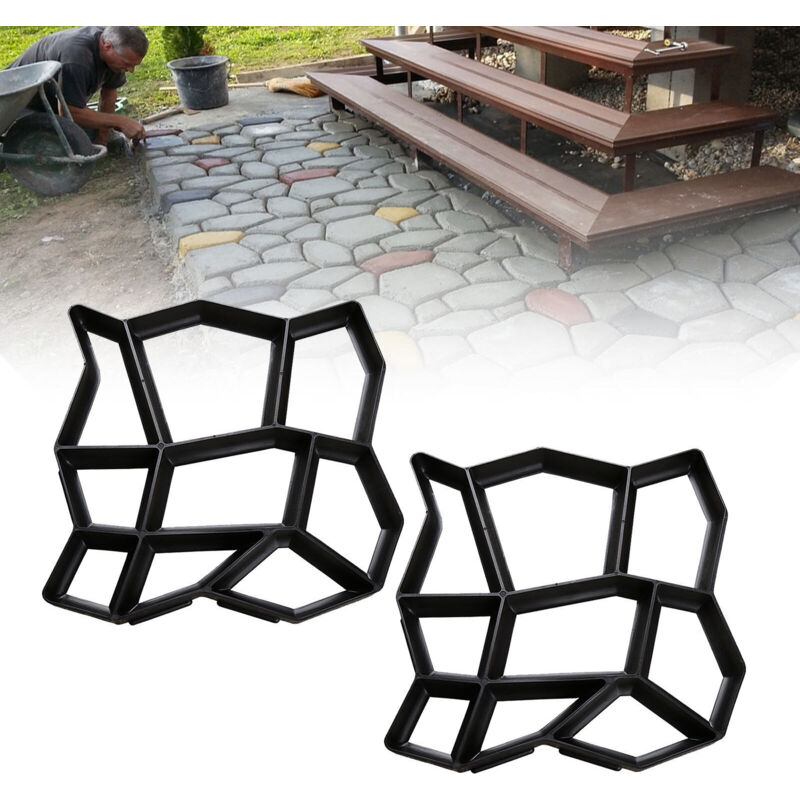 foto del prodotto swanew 2 pezzi stampi per cemento 43x43x4cm, lastre di pavimentazione, fattoria, giardino, giardino, decorazione del giardino, sentiero, fai da te,