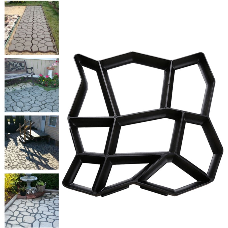 foto del prodotto swanew 2 pezzo stampo di pavimentazione fai da te stampo in calcestruzzo nero 43x43x4cm stampo cassaforma plastica irregolare pavimentazione in