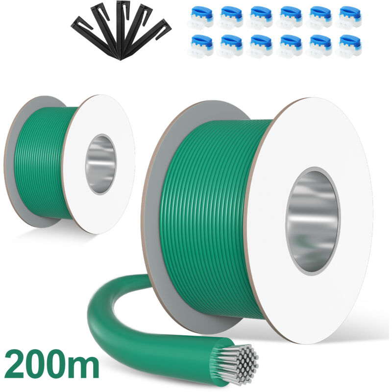foto del prodotto swanew 200m set di filo perimetrale filo resistente ai morsi chiodi da giardino chiodi a terra robot da sfalcio