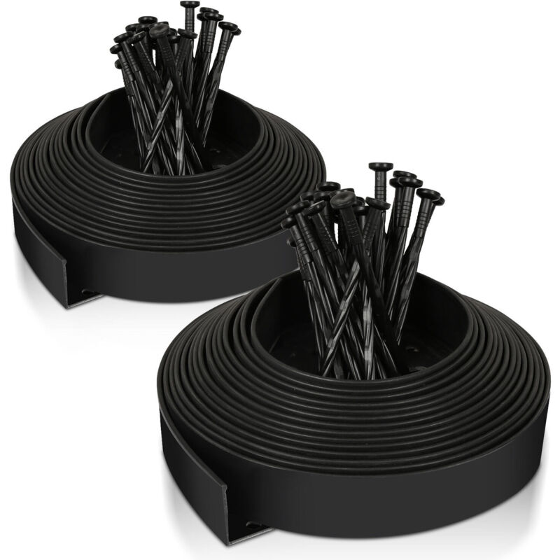foto del prodotto swanew 20m bordi in plastica per prato, bordi flessibili per giardino bordi decorativi per prato con 60 picchetti di ancoraggio