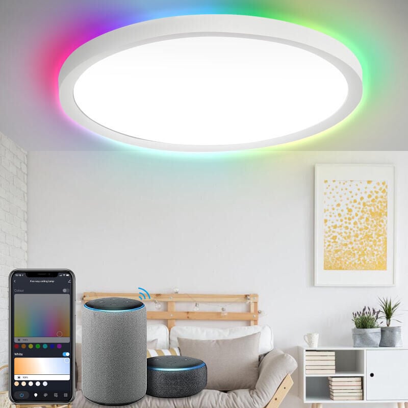 foto del prodotto swanew 24w led plafoniera lampada da soffitto dimmerabile soggiorno backlight luce di corridoio rgb