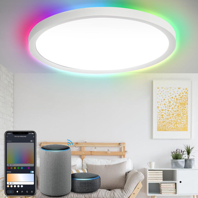 foto del prodotto swanew 24w smart led soffitto rgb dimmerabile lampade intelligenti compatibili con per camera da letto bagno