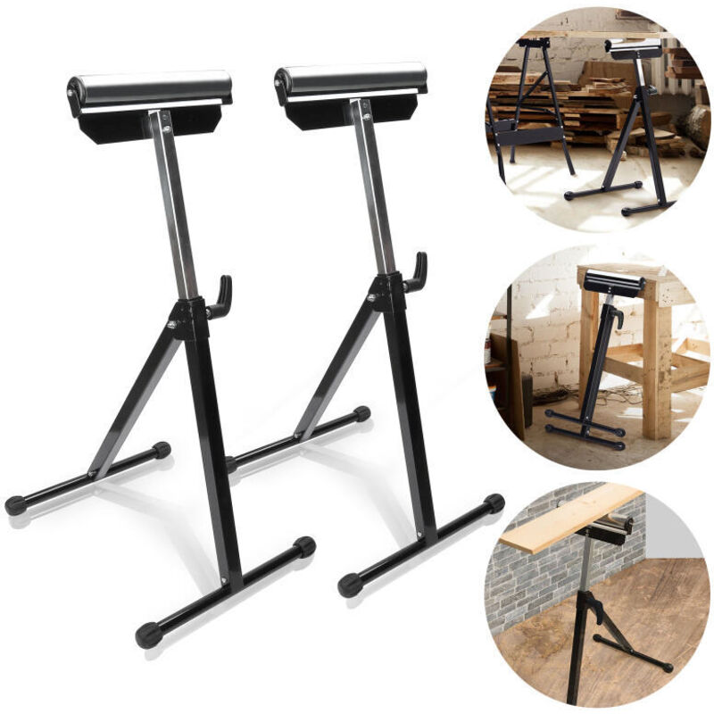 foto del prodotto swanew 2x carrelli da officina con supporto a rulli regolabile in altezza da 68 a 108 cm. per utensili da garage e bricolage