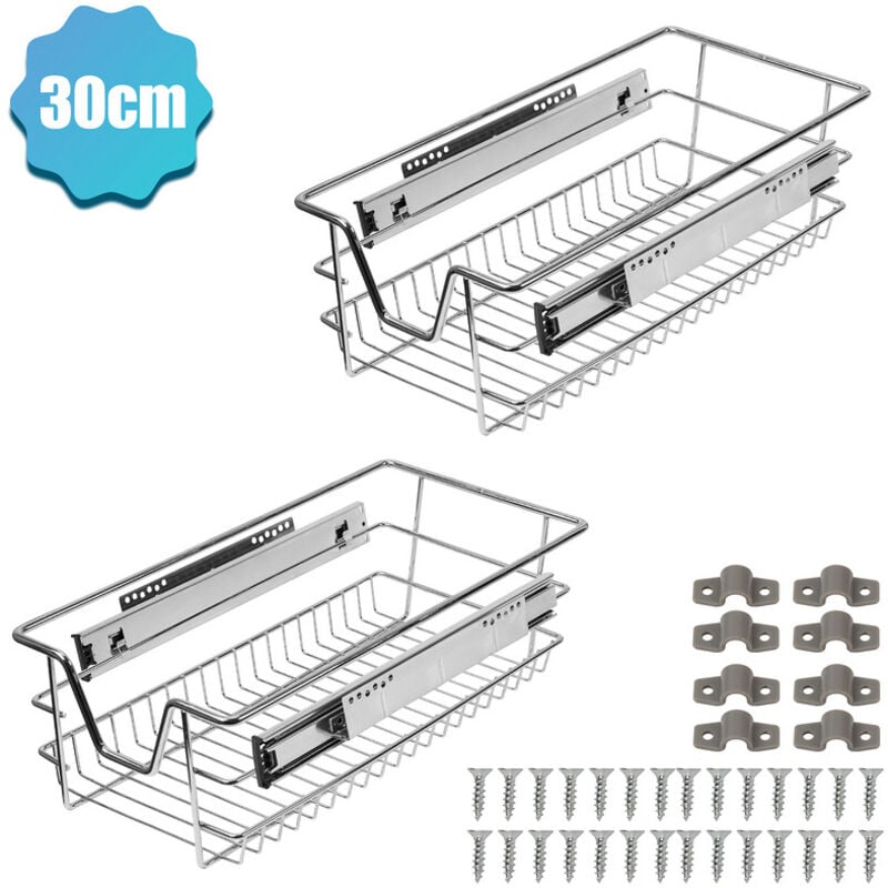 foto del prodotto swanew 2x cassetti telescopici cassetto cucina cestino estraibile argento 30cm