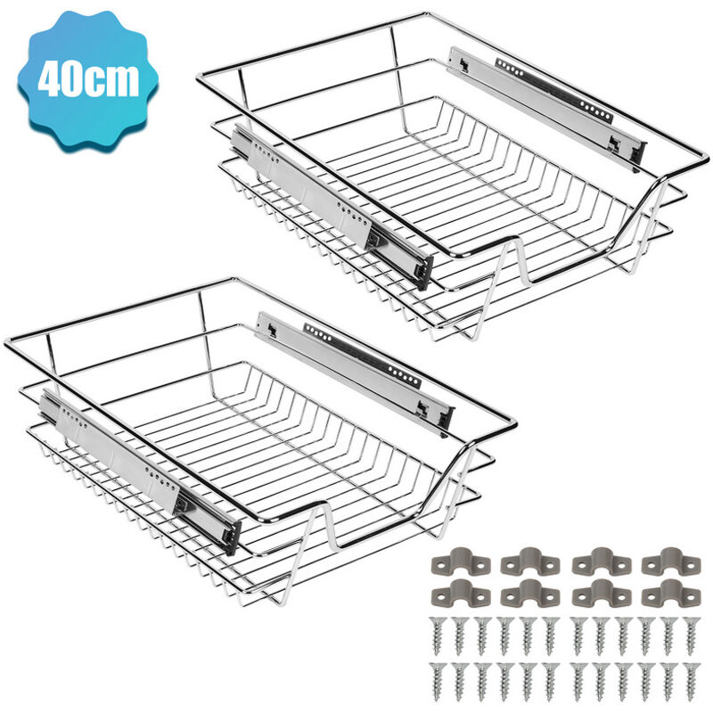 foto del prodotto swanew 2x cassetti telescopici cassetto cucina cestino estraibile argento 40cm