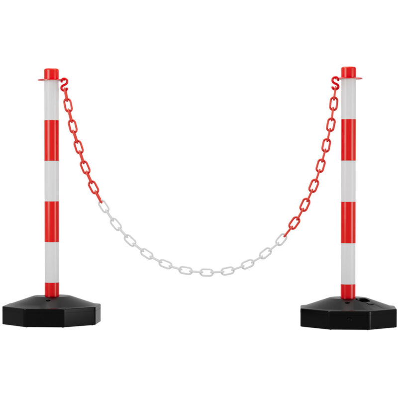 foto del prodotto swanew 2x catena palo di confine palo di avvertimento dissuasori da sigillare palo di catena bollard 1,4m