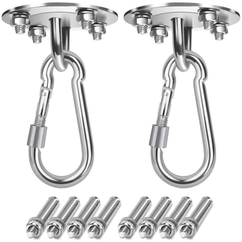 foto del prodotto swanew 2x gancio a soffitto capacit 450 kg amaca da appendere a parete sedia sospesa per yoga e sacco da boxe kit in acciaio inossidabile