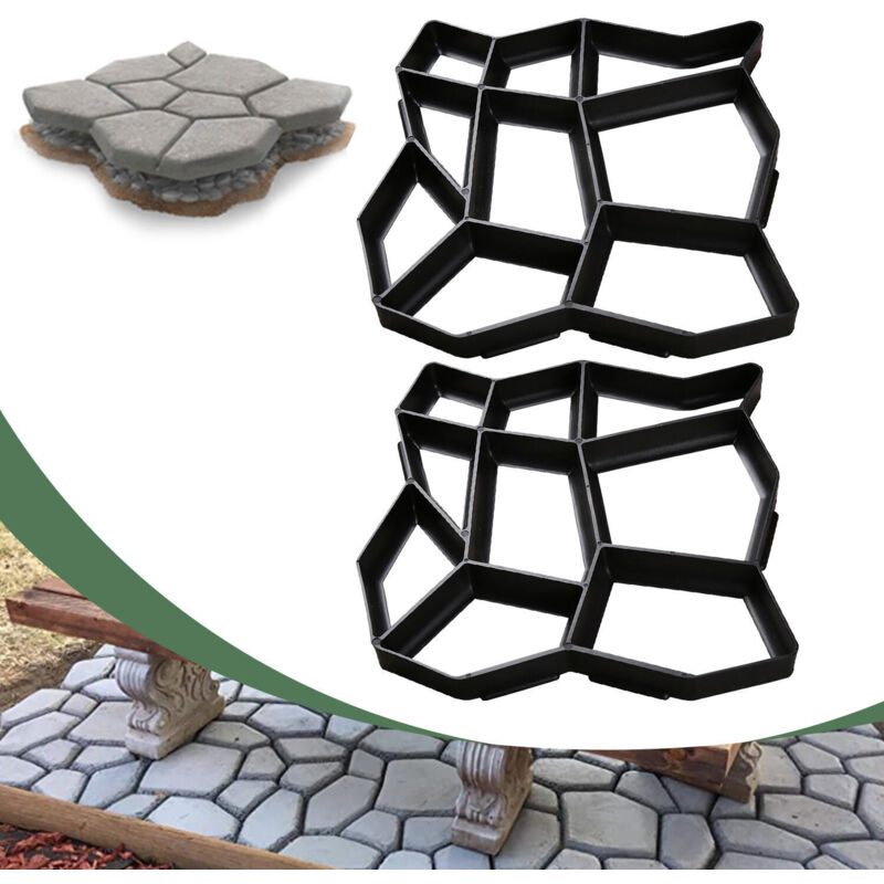 foto del prodotto swanew 2x giardino pavimentazione stampo nero plastica cemento stampo fai da te riutilizzabile