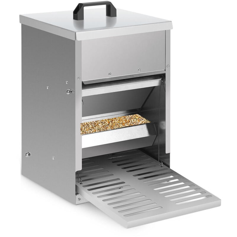 foto del prodotto swanew 2x mangiatoia per polli in acciaio zincato mangiatoia automatica da 5 kg con pedale e protezione impermeabile per polli e altro pollame