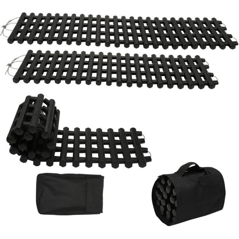 foto del prodotto swanew 2x tavole di trazione con materiale tpr, tavole di recupero per veicoli fuoristrada autovetture pickup suv, coppia di tappetini per la