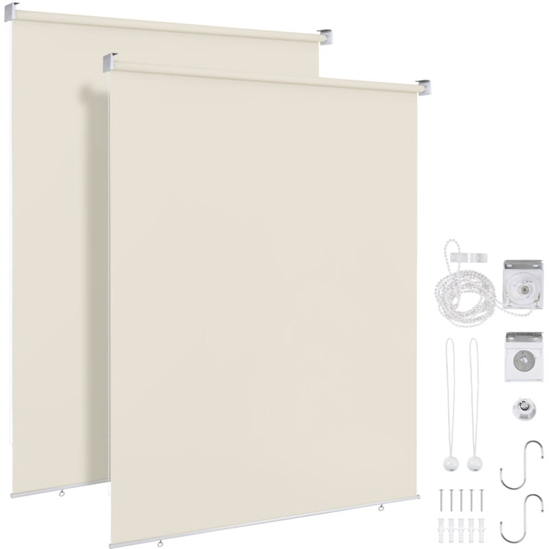 foto del prodotto swanew 2x tenda verticale tenda da esterno per balcone tenda a rullo schermo retrattile da esterno protezione solare 160x240cm beige