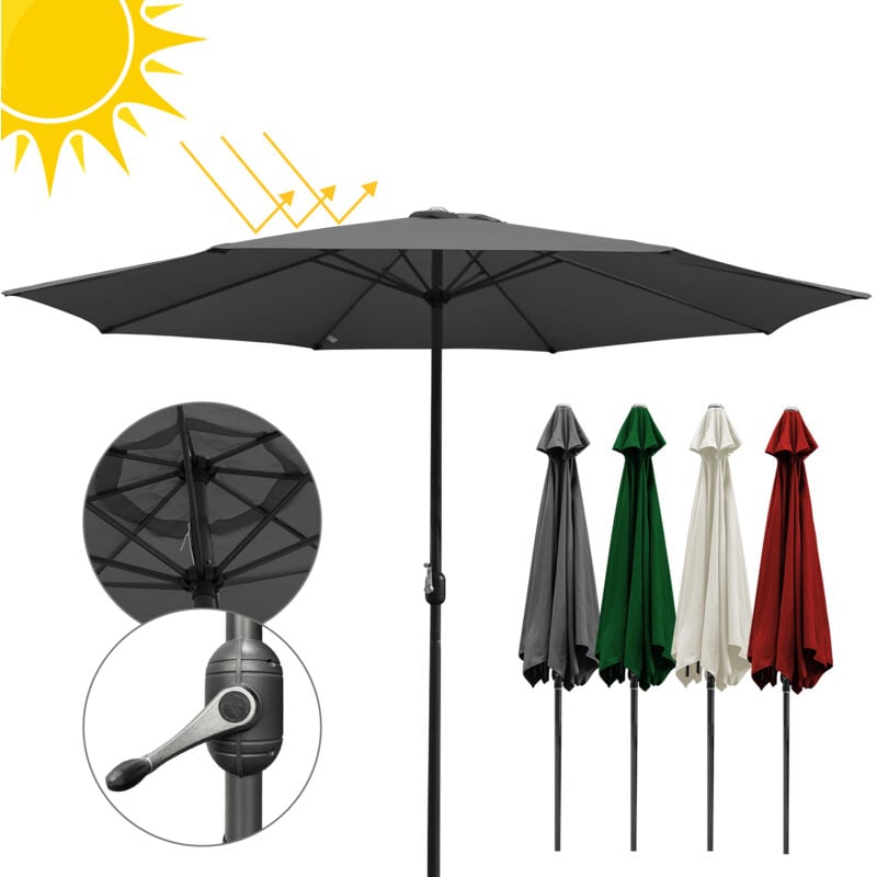 foto del prodotto swanew 3.5m ombrellone da giardino ombrellone solare da giardino uv40 rotondo,grigio