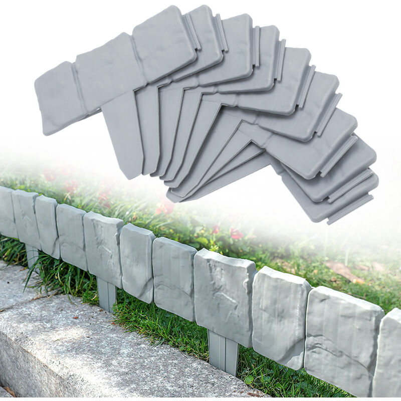 foto del prodotto swanew 30 pezzi bordi per prato effetto pietra bordi per giardino in plastica 7.5 m grigio