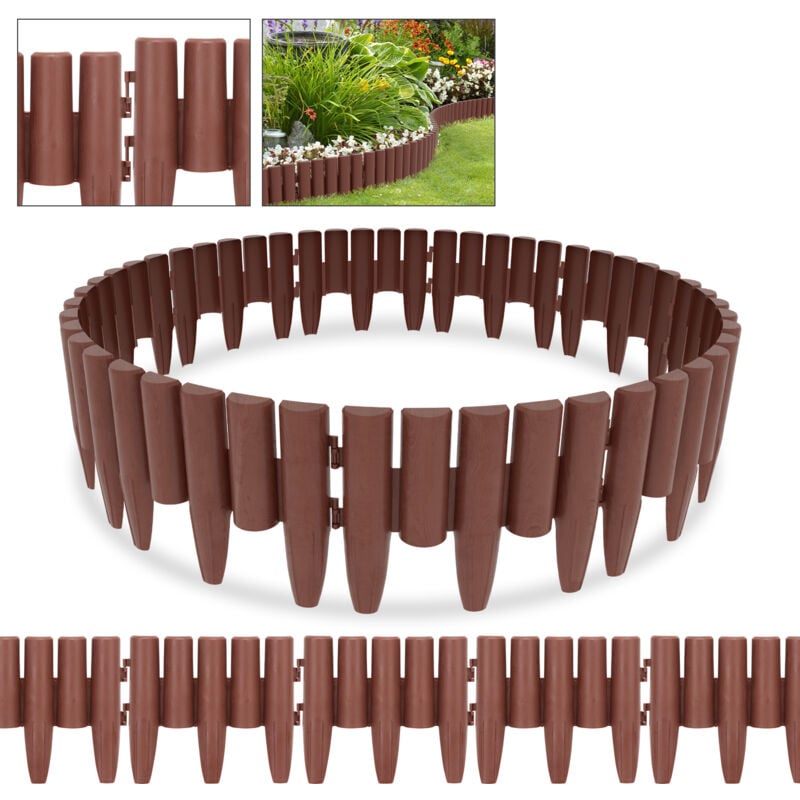 foto del prodotto swanew 30 pezzi bordi per prato in legno bordi per prati bordi per letti in plastica per giardino, prato 8.4 m marrone