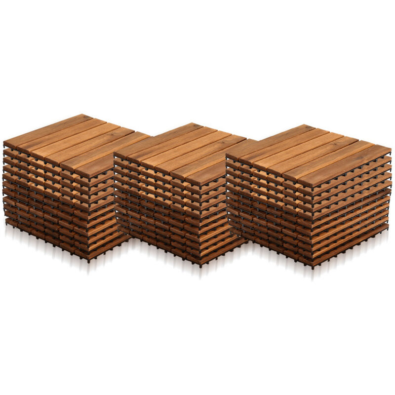 foto del prodotto swanew 33 pezzi piastrelle in legno massiccio di acacia 30x30cm. piastrelle da esterno e interno per patio balcone